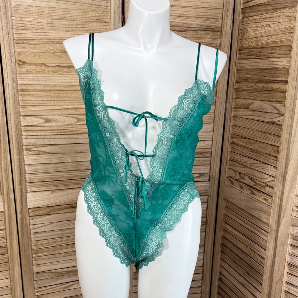Victoria Secret Robe & Teddy Gold Label Vintage Elegant Teal Lace Belt Size L - Picture 7 of 12